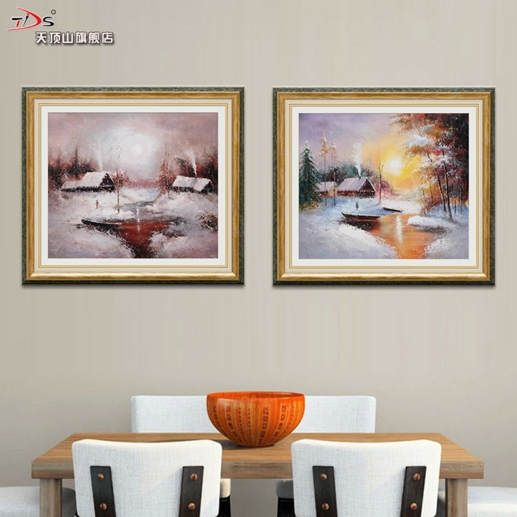 天顶山 餐厅装饰画过道壁画油画挂画欧式田园家园风景画背景墙画 春天花园03 64*74CM