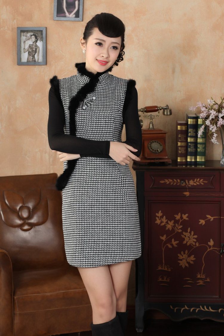 Ms. 27.41 picking qipao Tang Dynasty Fall/Winter Collections of nostalgia for the improvement of the new grid wool rabbit hair collar qipao? White Picture, prices, S brand platters! The elections are supplied in the national character of distribution, so action, buy now enjoy more preferential! As soon as possible.