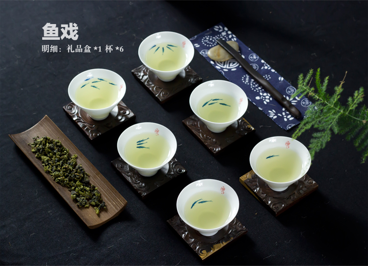 
                                        家茗茶具 手绘功夫茶杯 斗笠品茗茶杯 手绘精品 适用自用礼品家具摆设 D-五彩手绘斗笠杯(八杯)                