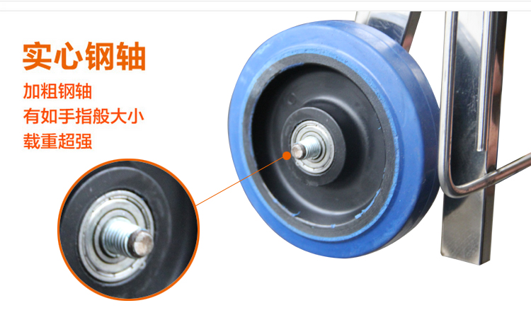 不锈钢行李车 便携拉杆车 折叠购物车 小拖车大载重 静音橡胶轮子 202大号