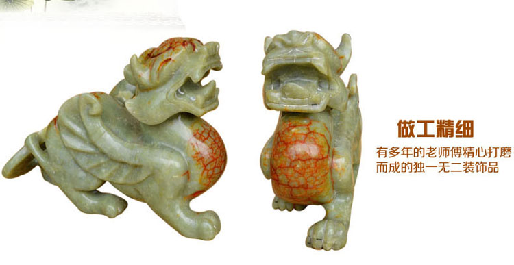 天然岫玉貔貅摆件 大号一对玉石摆件 办公室客厅家居客厅博古架装饰品 送朋友开业礼品