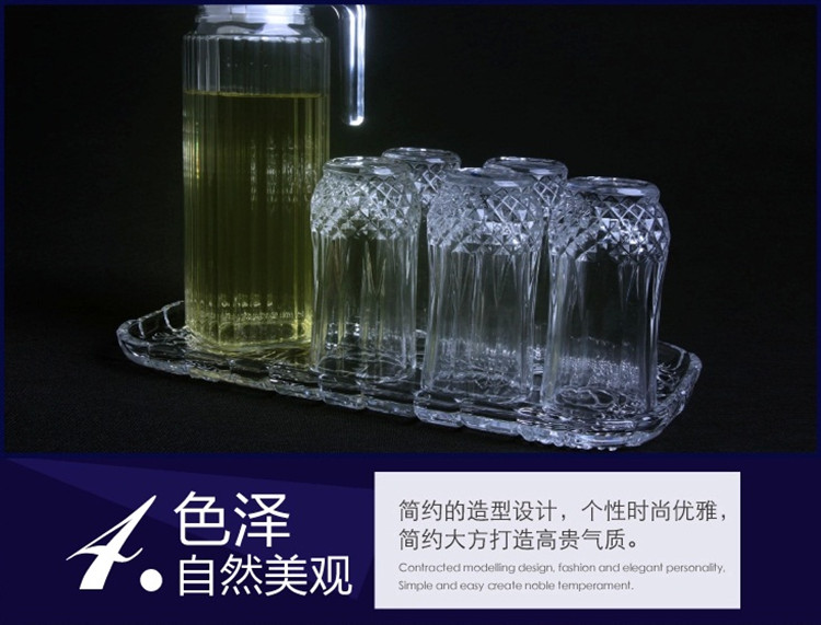 
                                                            风宇阳光（FENGYUYANGGUANG） 创意长方形水果盘水杯托盘玻璃水晶茶杯盘点心盘 透明                