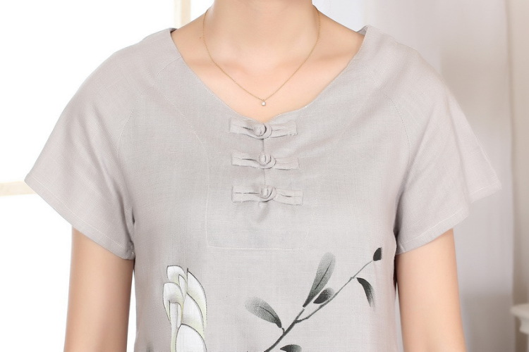 The frequency response, Ms. Tang Women's clothes summer T-shirt short-sleeved cotton Ma hand-painted shirt ethnic wind women A gray 2 XL pictures, price, brand platters! Elections are good character, the national distribution, so why buy now enjoy more preferential! Health