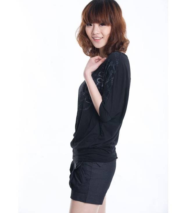 思娇人 新款韩版大码女装短袖蝙蝠衫宽松中长款中袖T恤圆领打底衫女GA1431 浅灰色 均码