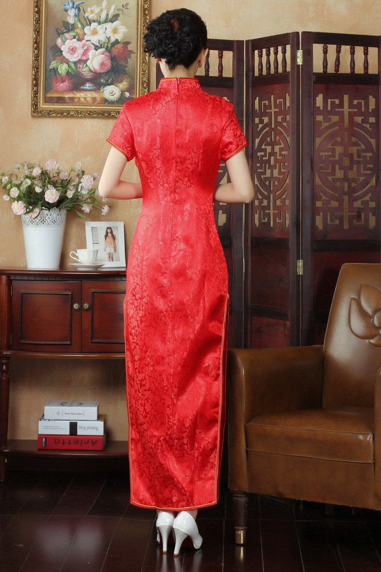 The frequency response, Ms. Tang cheongsam dress with a collar damask long cheongsam dress dresses red 3XL pictures, price, brand platters! Elections are good character, the national distribution, so why buy now enjoy more preferential! Health