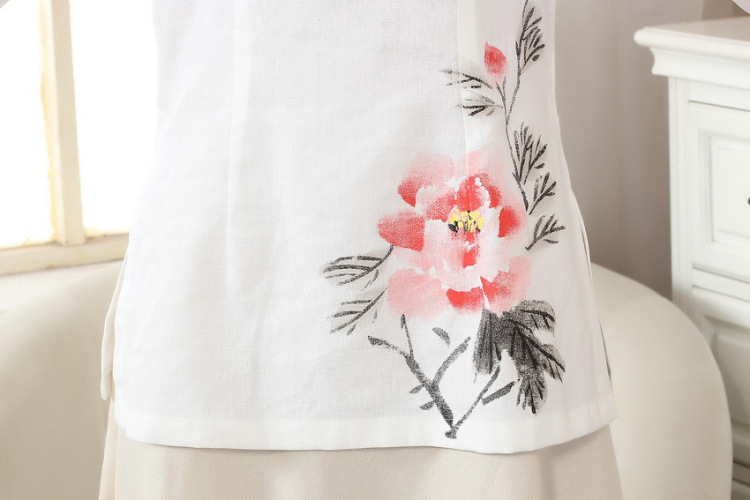 The frequency response, Ms. Tang Women's clothes summer T-shirt, cotton for the hand-painted Chinese Han-female improved Chinese cuff in white XL pictures, price, brand platters! Elections are good character, the national distribution, so why buy now enjoy more preferential! Health