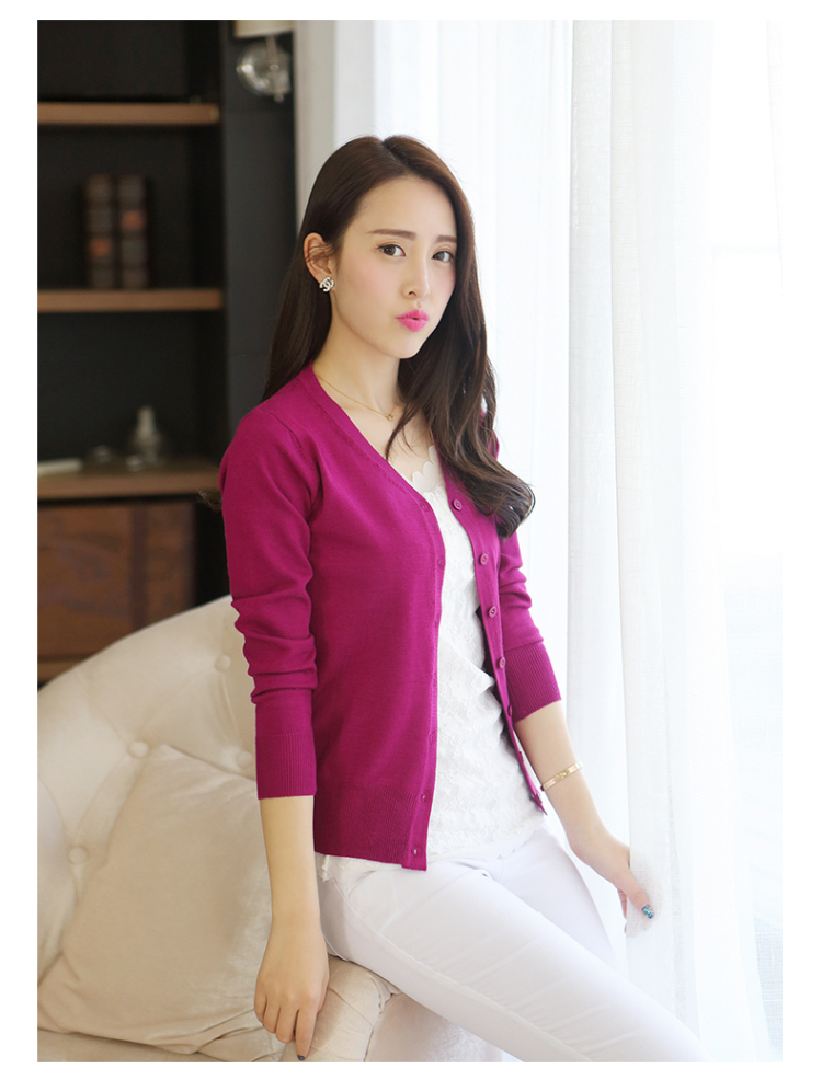 2014新款春装<em>女士</em>毛衣<em>开衫</em>修身针织衫女单排