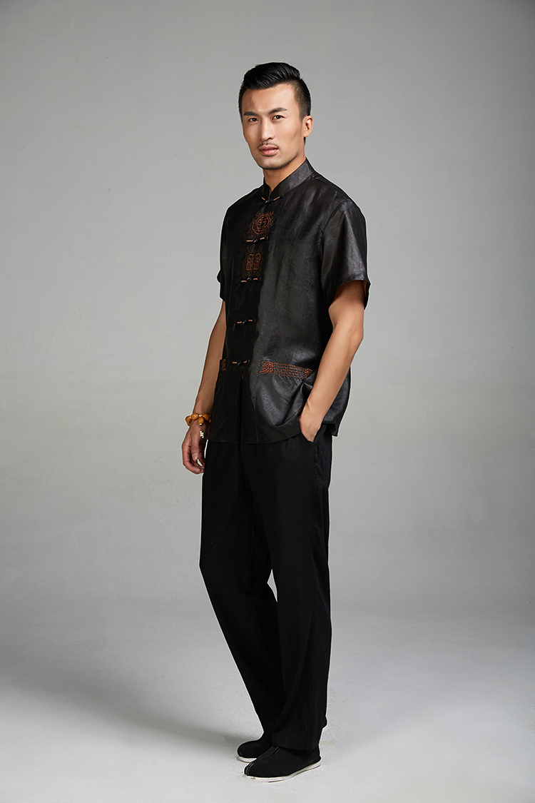 Fudo Tak Ming Kum -cloud yarn 2015 men's short-sleeved Tang Dynasty Chinese Disc detained embroidery shirt China wind men detained XXXL beads picture, prices, brand platters! The elections are supplied in the national character of distribution, so action, buy now enjoy more preferential! As soon as possible.