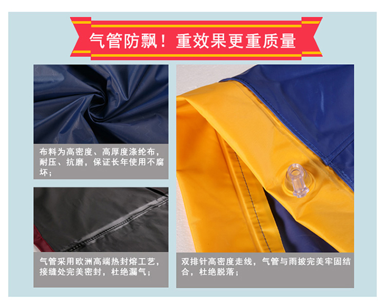 
                                        正招气蘘式自动排水头盔式透明大帽檐单人电动车摩托车雨衣 时尚防风防飘加大加厚电瓶车雨衣雨披 单人宝蓝头盔式帽檐 XXXL                