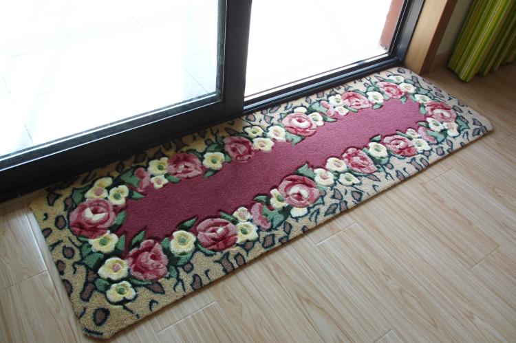 物有物语 PVC地垫 阳台厨房长条紫薇花田园玫瑰地垫 豹纹虎皮 80cm*180cm