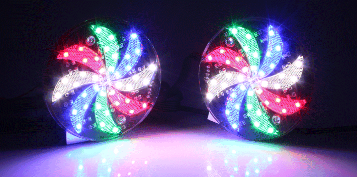 美蒂亚汽车摩托车灯风火轮刹车灯 尾灯泡 警示灯led风车全彩个性动感