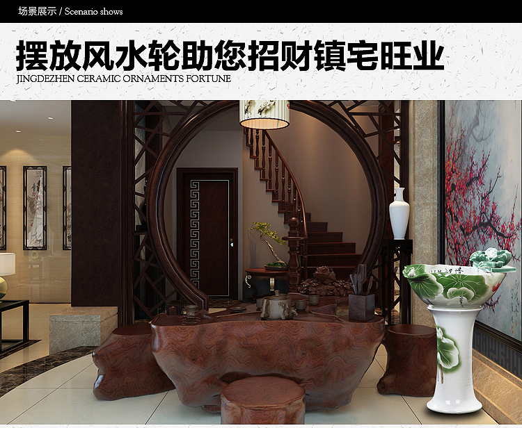 
                                        兆宏 景德镇陶瓷器 流水青蛙双荷叶 办公室风水摆件 工艺品摆设 流水青蛙双荷叶                