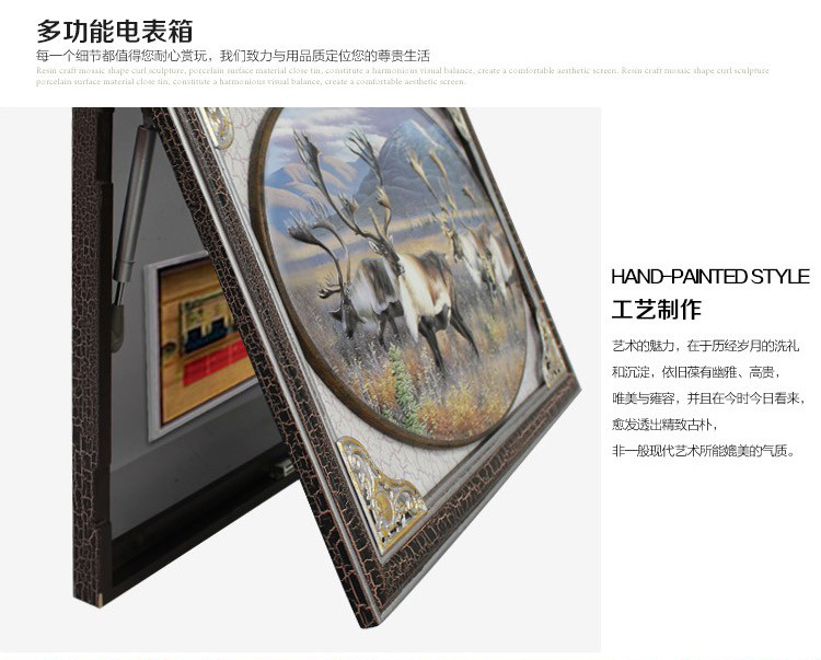 英伦欧堡 立体浮雕实木电表箱装饰画 可推拉配电箱壁画欧式客厅电闸挂画 YZG5010A款长方形. 独立