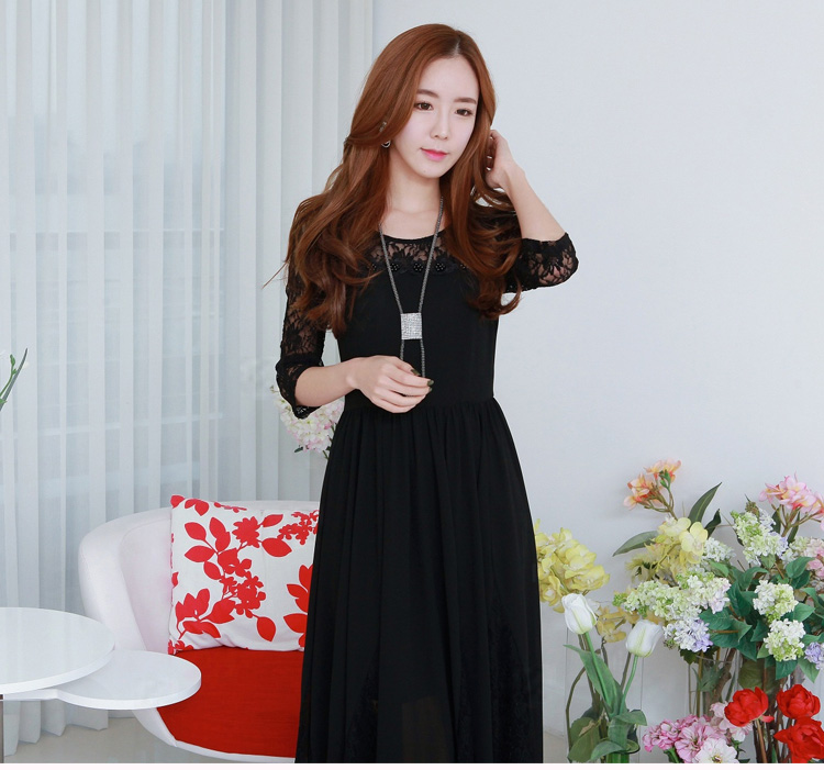 C.o.d. 2015 Summer new stylish classic Korean leisure temperament lace stitching chiffon dresses large long skirt black XXXL Sau San pictures, prices, brand platters! The elections are supplied in the national character of distribution, so action, buy now enjoy more preferential! As soon as possible.