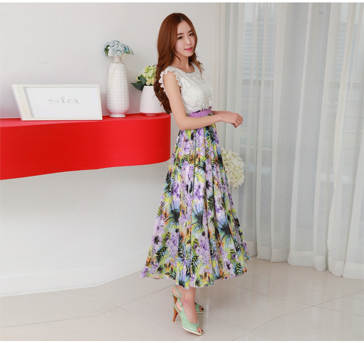 C.o.d. 2015 Summer new Korean irrepressible lace stitching 6 m value large chiffon gliding stamp long skirt temperament dresses purple XXL picture, prices, brand platters! The elections are supplied in the national character of distribution, so action, buy now enjoy more preferential! As soon as possible.