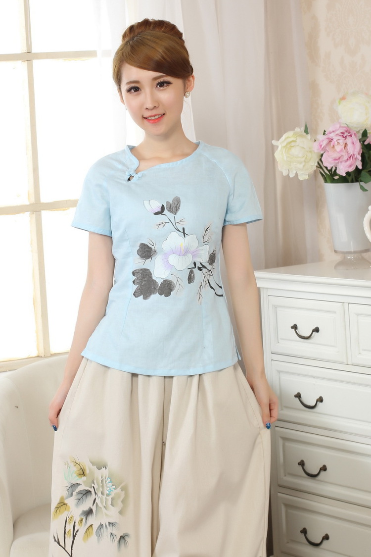 The frequency response, Ms. Tang Women's clothes summer wear T-shirt short-sleeved cotton the hand-painted shirt ethnic wind female picture color 2 XL pictures, price, brand platters! Elections are good character, the national distribution, so why buy now enjoy more preferential! Health