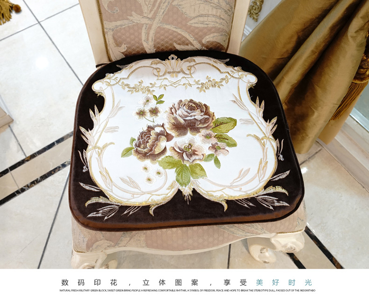 avigers 中式清新餐椅垫中式餐桌坐垫 幻彩花-浅烟灰色底 42X45cm