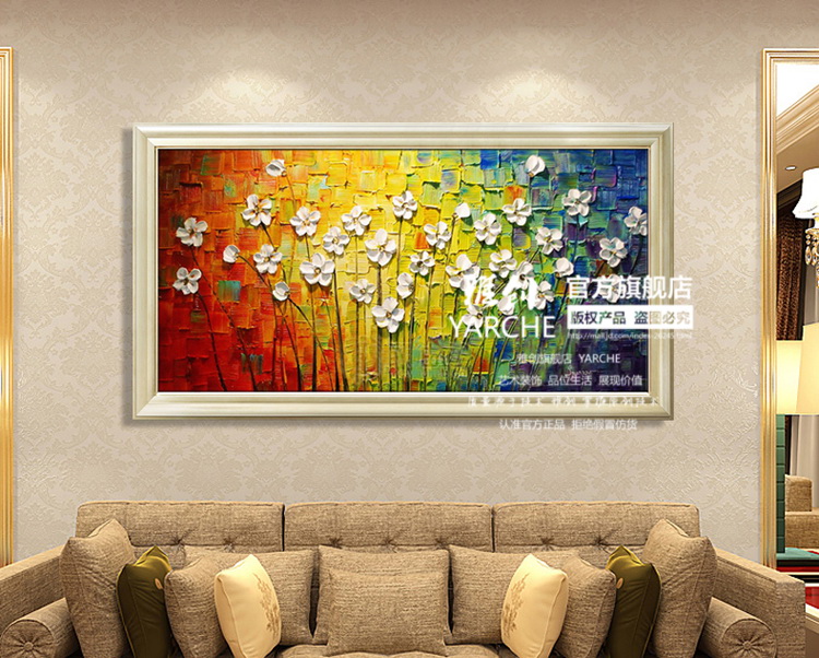 
                                        雅创  纯手绘油画 重凹凸质感画 家居壁饰抽象画 满天花 第一幅 50*100                