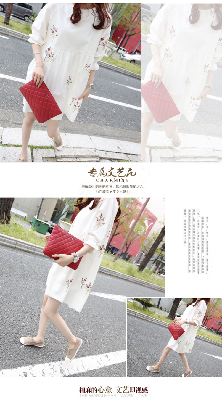 Yi Li Xuan 2015 summer Korean version of the new skirt, very casual College wind 5 cuff the code has been and embroidery dresses women white 3XL pictures, price, brand platters! Elections are good character, the national distribution, so why buy now enjoy more preferential! Health