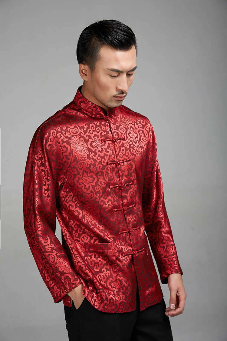 De-tong Mong Jun 2015 new 100% Polyester Chinese men's long-sleeved T-shirt, tie side pockets Chinese clothing white XXXL pictures, price, brand platters! Elections are good character, the national distribution, so why buy now enjoy more preferential! Health