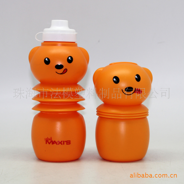 伸缩运动水壶 可折叠运动水壶 卡通塑料水壶 款式随机 