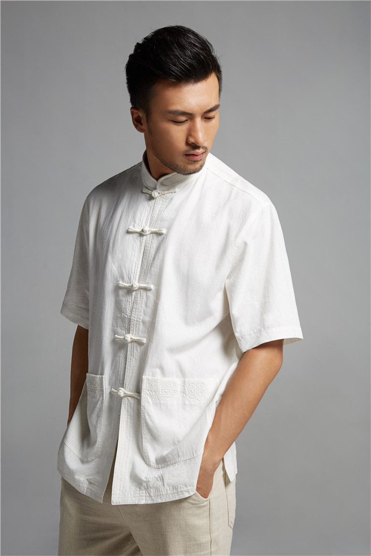 De-tong 100 good cotton Ma Man Tang with white short-sleeved shirt Chinese leisure male Chinese wind 2015 summer white XXXL pictures, price, brand platters! Elections are good character, the national distribution, so why buy now enjoy more preferential! Health