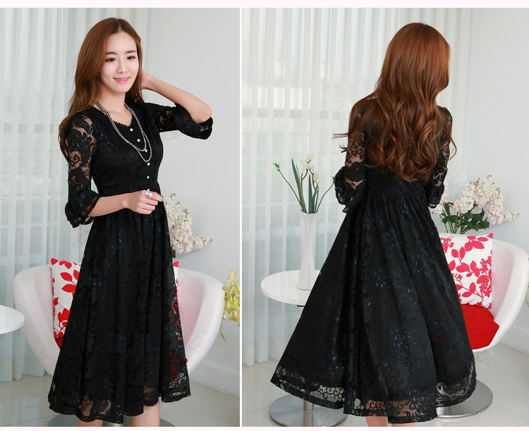 C.o.d. 2015 Summer new stylish classic Korean leisure temperament retro 7 cuff-color Phoenix lace dresses in large long skirt blue XL Photo, prices, brand platters! The elections are supplied in the national character of distribution, so action, buy now enjoy more preferential! As soon as possible.