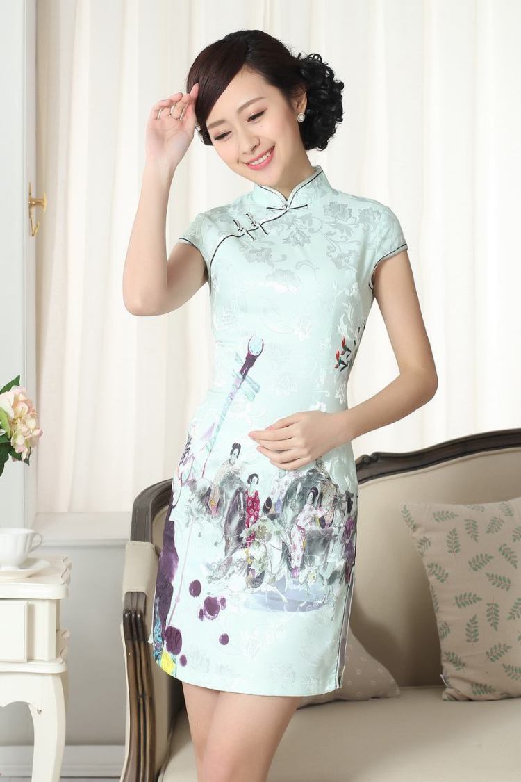 The broadband lady stylish jacquard cotton cultivating short cheongsam dress new Chinese qipao gown picture color 2 XL pictures, price, brand platters! Elections are good character, the national distribution, so why buy now enjoy more preferential! Health