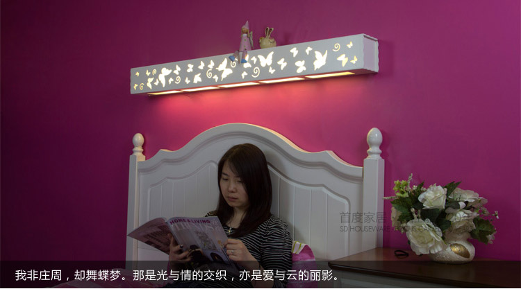 壁灯 LED卧室灯 客厅灯 床头灯装饰灯现代灯饰 雕花仿羊皮灯具BD1.2m 大清往事1.2m 遥控无极LED16w