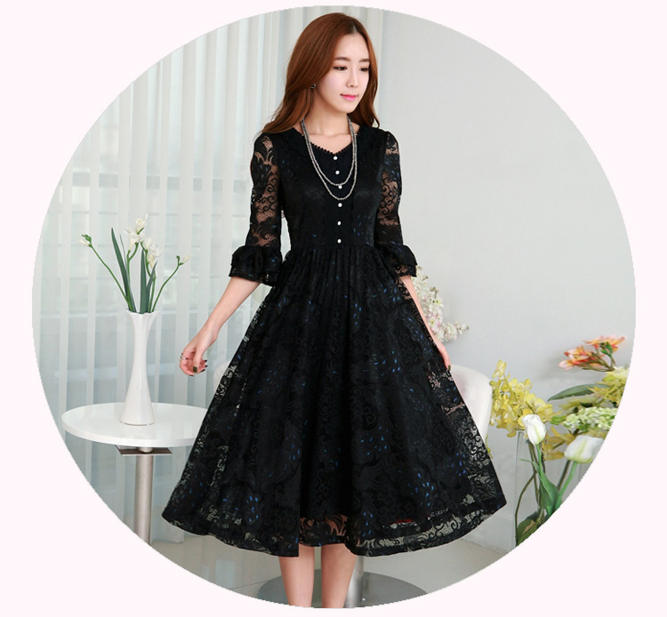 C.o.d. 2015 Summer new stylish classic Korean leisure temperament retro 7 cuff-color Phoenix lace dresses in large long skirt blue XL Photo, prices, brand platters! The elections are supplied in the national character of distribution, so action, buy now enjoy more preferential! As soon as possible.