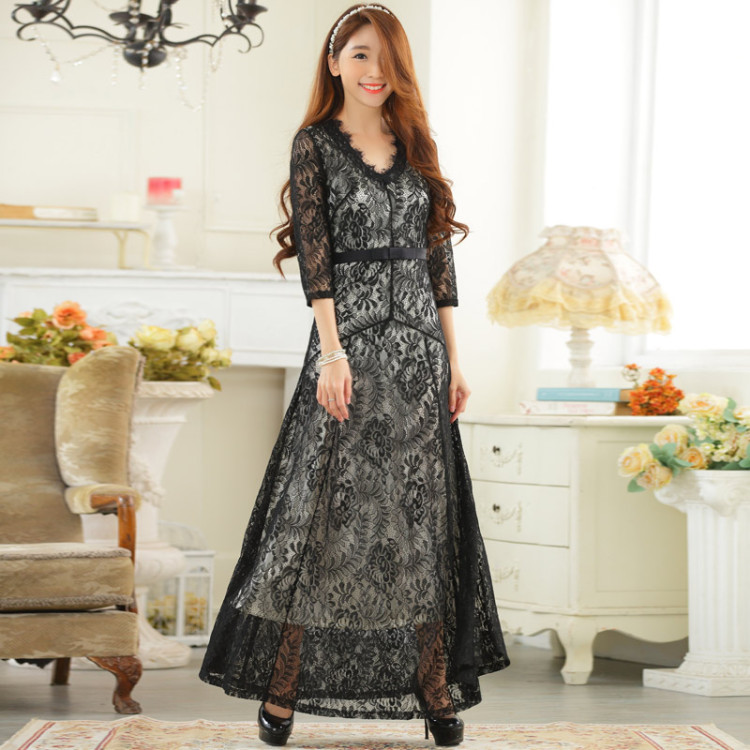 C.o.d. 2015 Summer new stylish look big atmospheric high-end lace sexy V-neck in long-sleeved large elegant dress dresses White XL Photo, prices, brand platters! The elections are supplied in the national character of distribution, so action, buy now enjoy more preferential! As soon as possible.