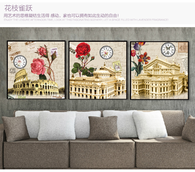 
                                        奇野客厅装饰画沙发背景墙画现代家居简约挂画花卉动物壁画 清新唯美 60x60cmx3                