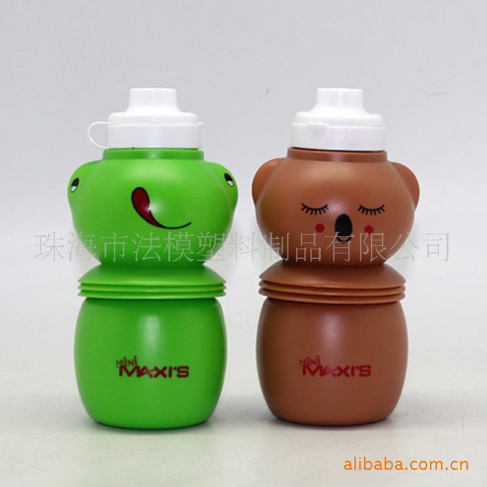 伸缩运动水壶 可折叠运动水壶 卡通塑料水壶 款式随机 