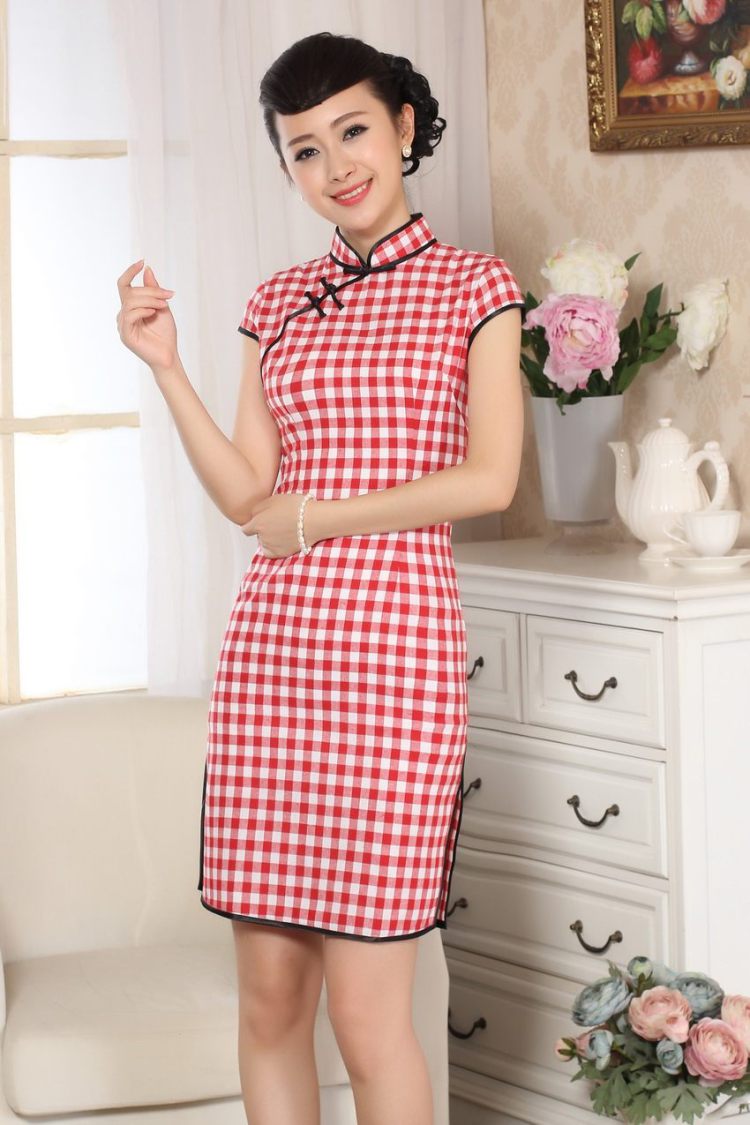 For Pont Sondé Diane cotton the retro plaid short-sleeved qipao improved daily republic of linen clothes summer cheongsam dress D 0247 XXL pictures, price, brand platters! Elections are good character, the national distribution, so why buy now enjoy more preferential! Health