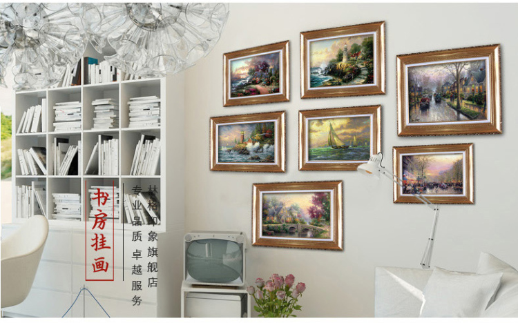 
                                        绿牌油画托马斯风景 沙发背景墙装饰画 客厅现代简约三联画欧式床头餐厅挂画 森林庄园 外尺寸60*80                