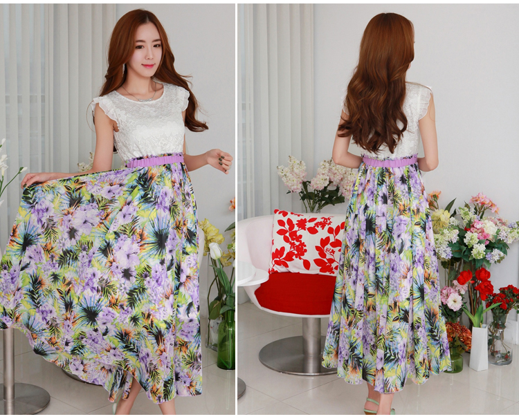 C.o.d. 2015 Summer new Korean irrepressible lace stitching 6 m value large chiffon gliding stamp long skirt temperament dresses purple XXL picture, prices, brand platters! The elections are supplied in the national character of distribution, so action, buy now enjoy more preferential! As soon as possible.