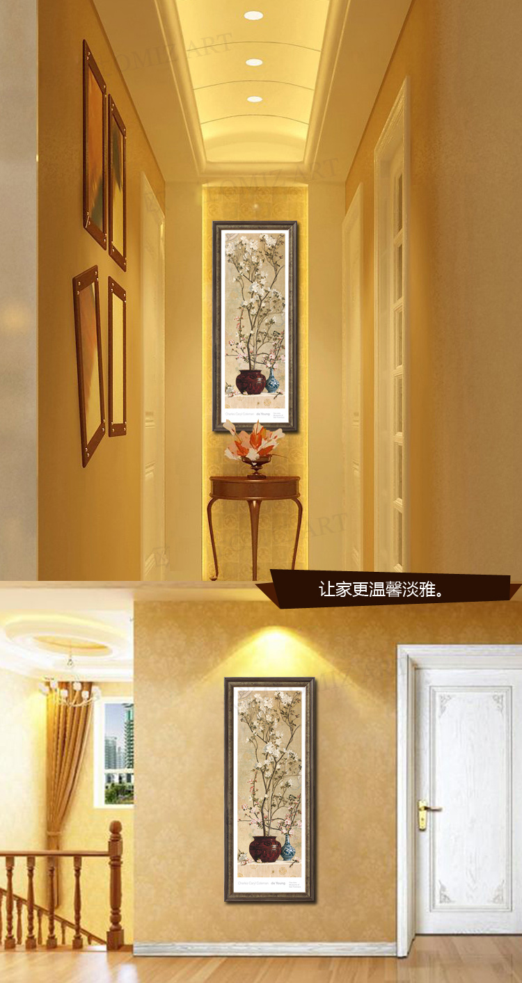 名帛家居 欧美式装饰画 客厅装饰画卧室风景画 玄关挂画 餐厅壁画 花卉有框画书房油画白梅花