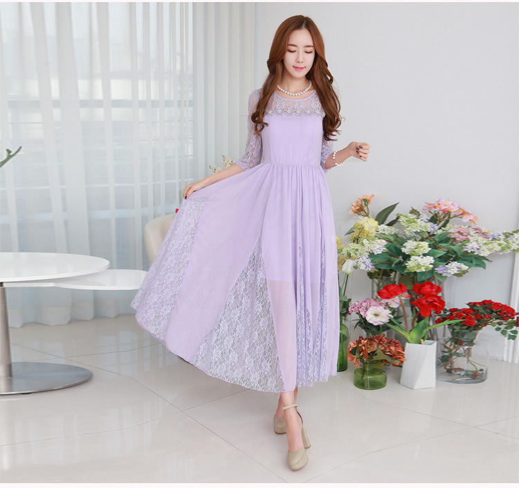 C.o.d. 2015 Summer new stylish classic Korean leisure temperament lace stitching chiffon dresses large long skirt black XXXL Sau San pictures, prices, brand platters! The elections are supplied in the national character of distribution, so action, buy now enjoy more preferential! As soon as possible.