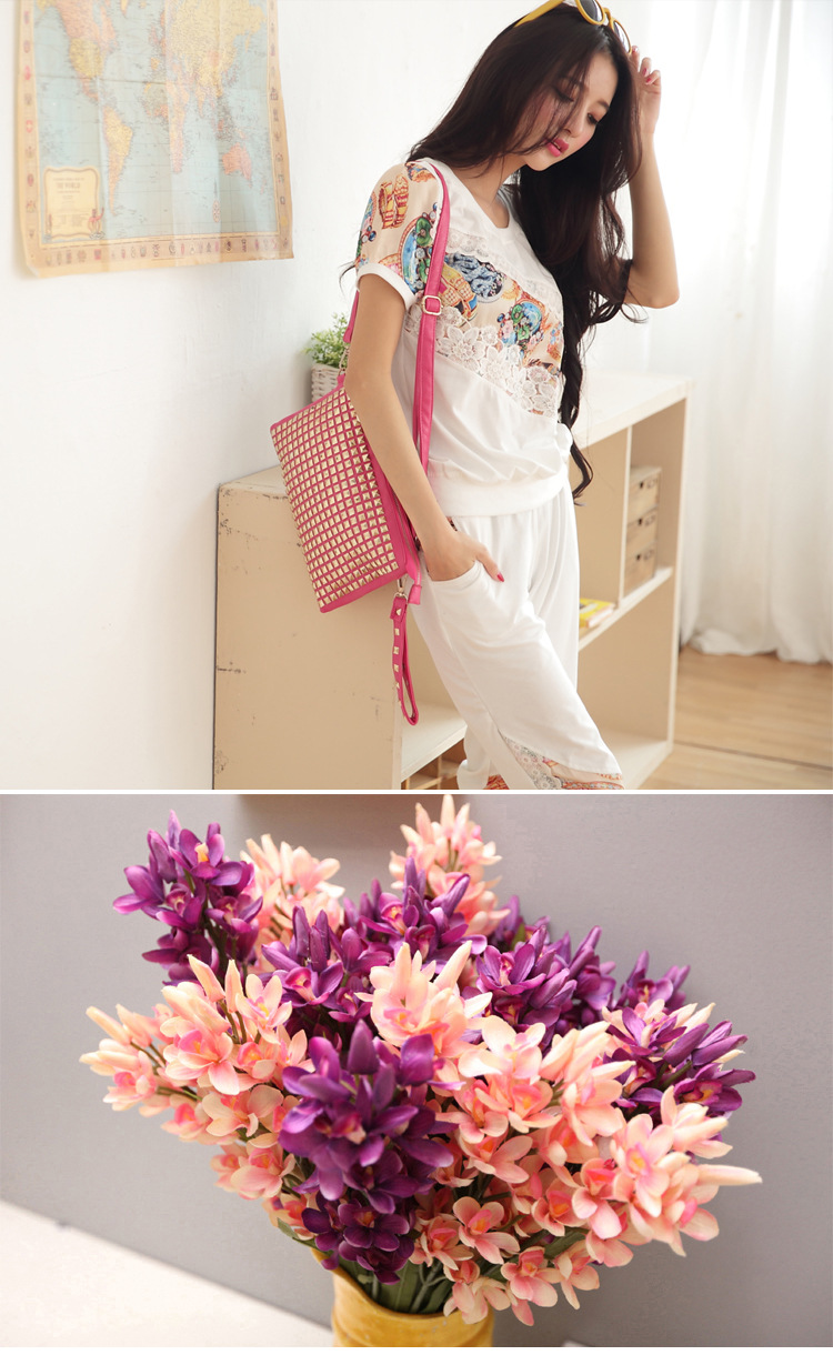 叶惠美 货到付款 2015夏装新款  韩版蕾丝花边学院甜美七分裤休闲时尚套装 白色 L