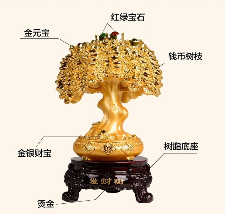宇皇梦艺风水发财树摆件聚宝盆摇钱树公司店铺乔迁新居开业商务礼品 发财树大159a1
