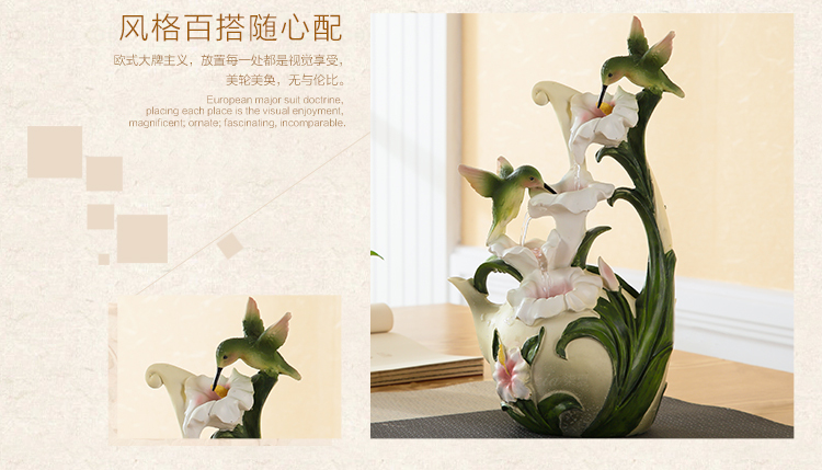 
                                                            柒夏创意摆件客厅招财摆件家居流水喷泉工艺品 图片色                