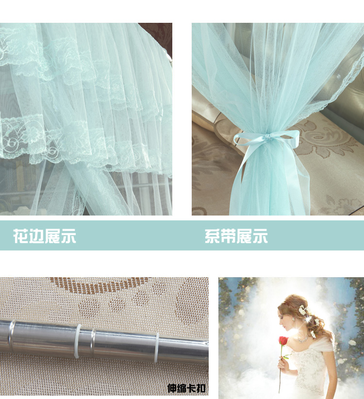 依亿婉家纺 落地自由伸缩钓鱼式蚊帐 宫廷加粗不锈钢支架蚊帐 紫色 管25mm 200*220cm