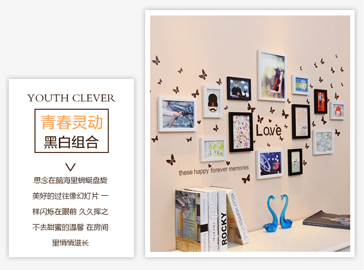 
                                        娜芸 13框相框照片墙组合 创意装饰画相框组合相片墙油画装饰画客厅卧室画 白蓝色                