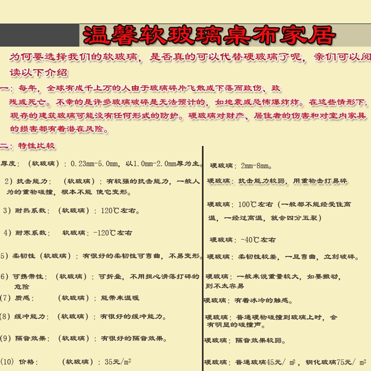 
                                        享乐居 软玻璃桌垫 餐桌垫餐桌布茶几垫 pvc台布 可定制 透明 2.0mm厚度 80*130cm                