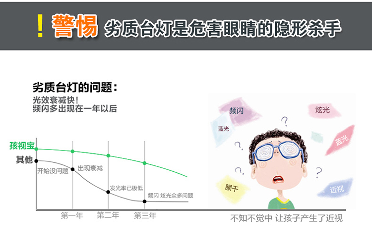孩视宝LED台灯 护眼学习工作办公书房卧室床头台灯 可调光 亮度记忆 VL105