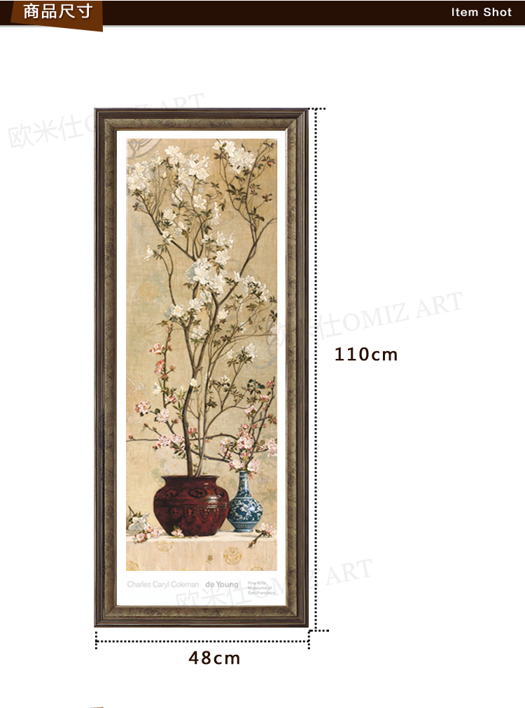 名帛家居 欧美式装饰画 客厅装饰画卧室风景画 玄关挂画 餐厅壁画 花卉有框画书房油画白梅花