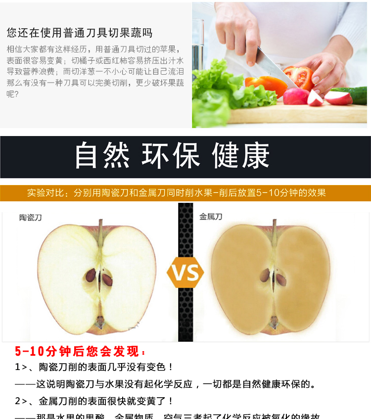 胜诺 陶瓷刀3寸水果刀 瓜果刀具 削皮器 刨刀 厨房用品2件套 陶瓷刀具2件套(混色发货)