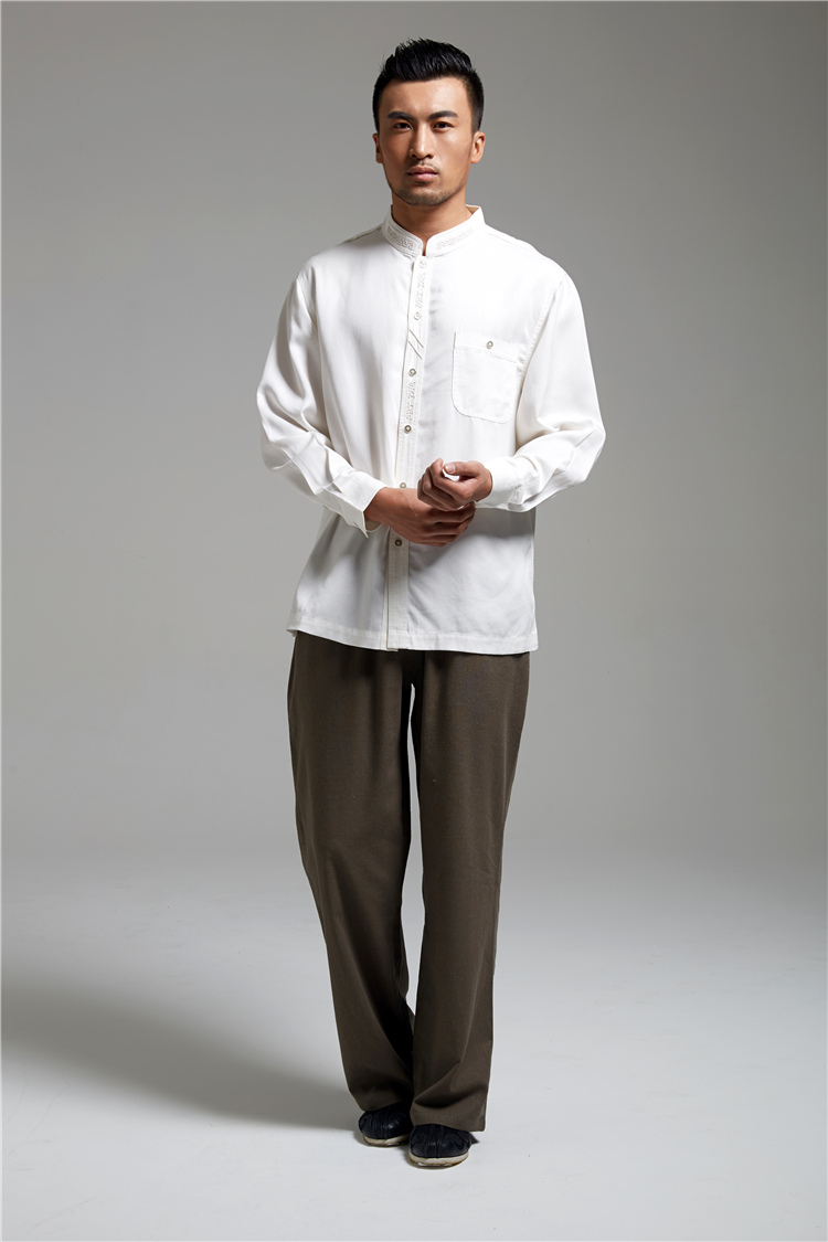 De Fudo Headquarters Chinese Xuan collar embroidery men's shirts long-sleeved shirt during the spring and autumn 2015 days silk China wind men white L picture, prices, brand platters! The elections are supplied in the national character of distribution, so action, buy now enjoy more preferential! As soon as possible.