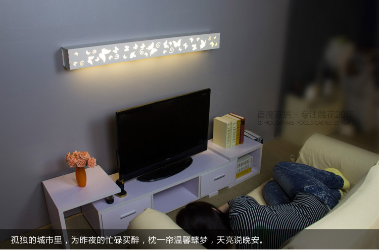 壁灯 LED卧室灯 客厅灯 床头灯装饰灯现代灯饰 雕花仿羊皮灯具BD1.2m 大清往事1.2m 遥控无极LED16w
