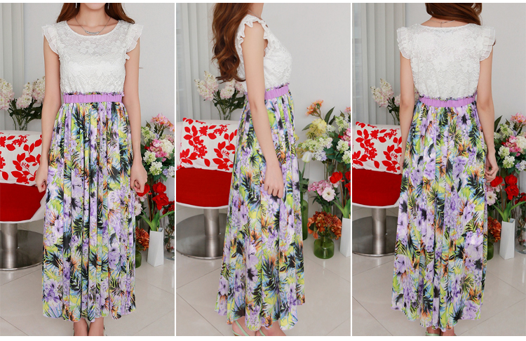 C.o.d. 2015 Summer new Korean irrepressible lace stitching 6 m value large chiffon gliding stamp long skirt temperament dresses purple XXL picture, prices, brand platters! The elections are supplied in the national character of distribution, so action, buy now enjoy more preferential! As soon as possible.